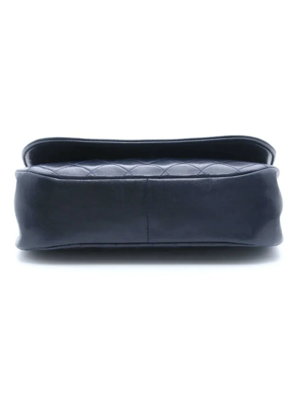 Chanel Quilted Half Moon Double Flap Chain Shoulder Navy Bag Lambskin